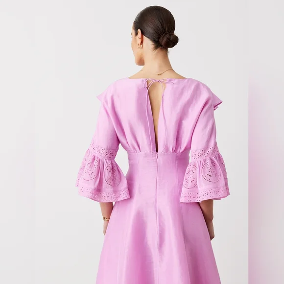 Joslin Silk Linen Pink Midi Dress Ametrine NWT Sz 10 Joslin Silk Linen Pink Midi Dress Ametrine NWT Sz 10